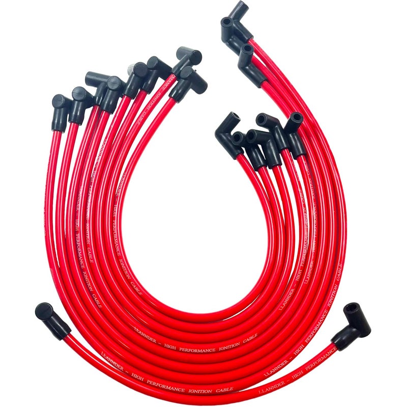LLANNDER 10mm High Performance Spark Plug Wire Set Compatible with Chevy SBC BBC 305 350 454 Electronic V8 Engine with HEI Distributor - Image 1